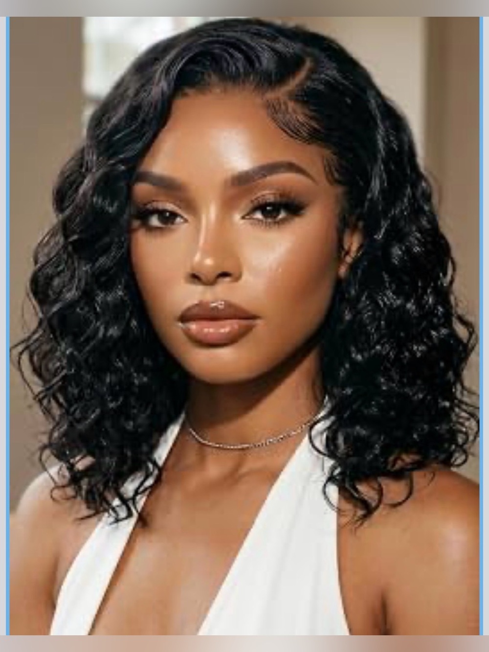 Water Wave Bob Wig Human Hair, C Side Part 6x4 Glueless Lace Closure Wig, Pre-Pl